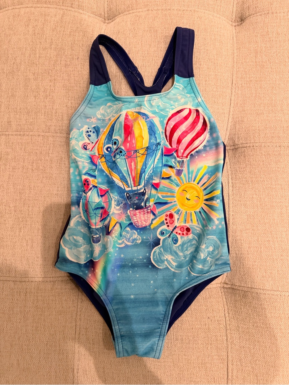 Speedo Navy Blue and White Kids Swimwear